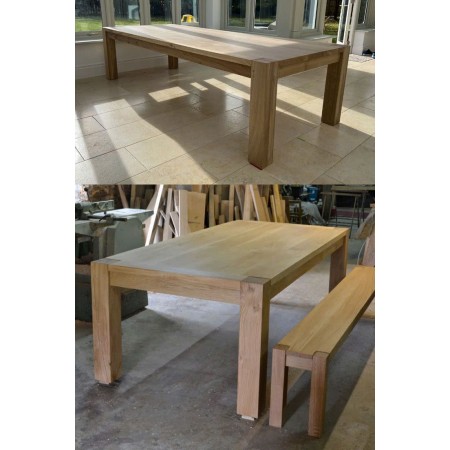 ChunKy Oak : Bàn Ăn Gổ Sồi - Chân Trụ - W1m4 ChunKy Oak : Bàn Ăn Gổ Sồi - Chân Trụ - W1m4